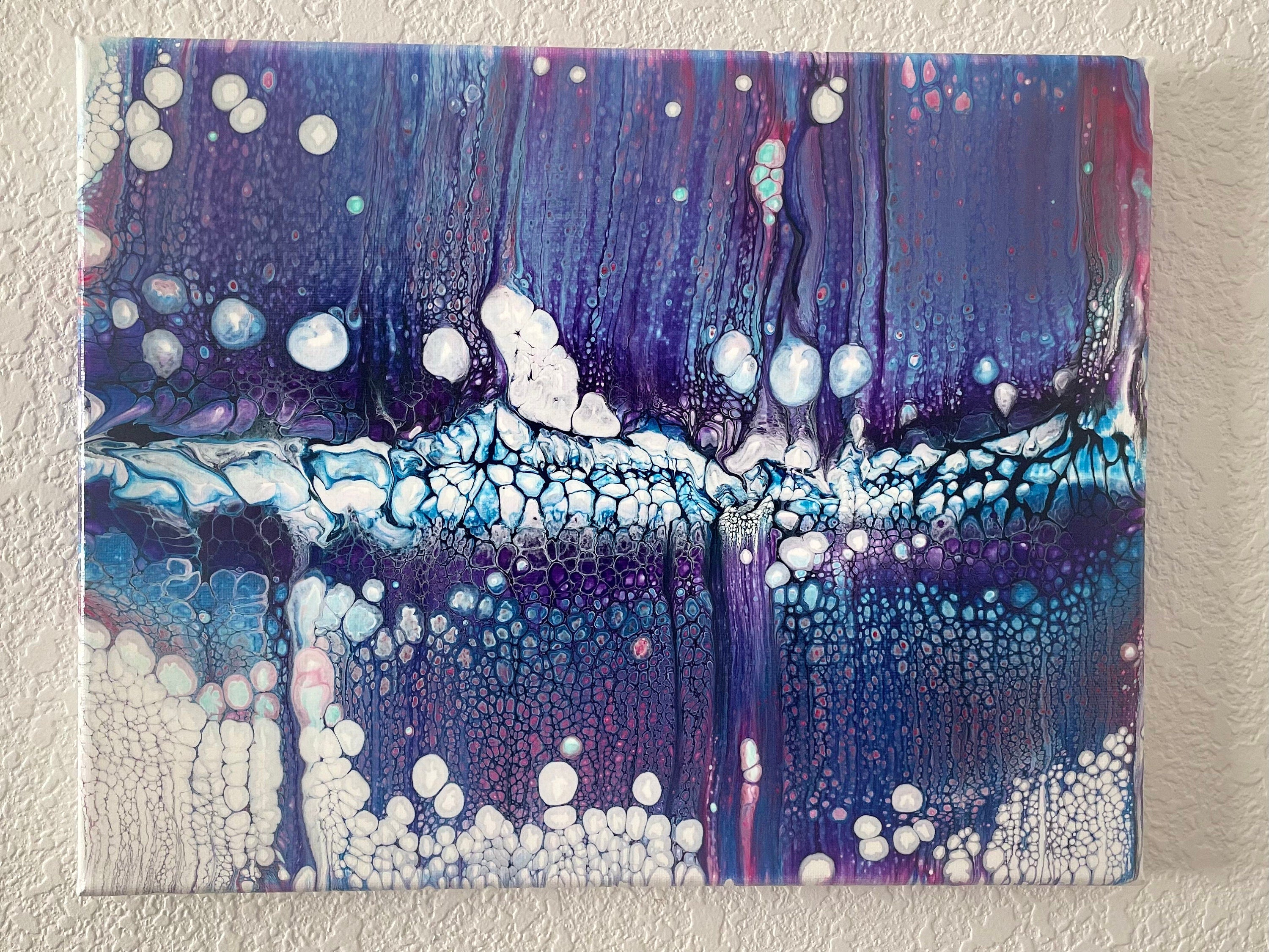 One of a Kind Abstract Painting on 11x14 Canvas in Gorgeous Purple
